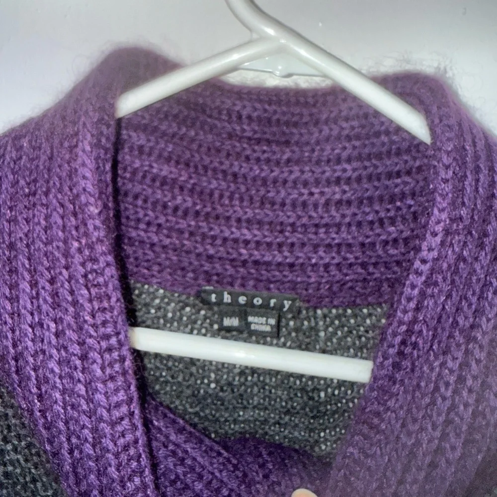 Theory Floriane Land Long Rainbow Angora Cashmere Mohair Stripe Sweater M - Picture 6 of 9